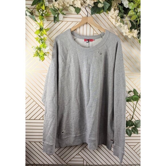 N: Philanthropy Gray Grey Distressed Sweater Crewneck Pullover size XL NEW - Picture 1 of 7